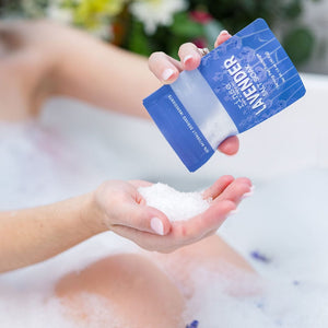Handmade Lavender natural bath soak - naturally derived - lifestyle shot