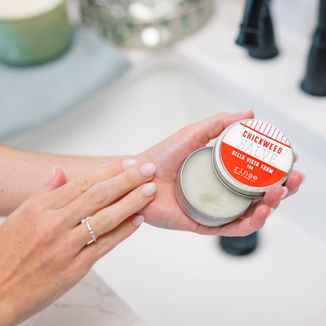 Chickweed natural healing salve from Rinse - beeswax based formula - alternate angle