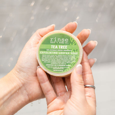 Tea Tree Loofah handmade natural bar soap from Rinse - paraben-free since 2003 - alternate angle