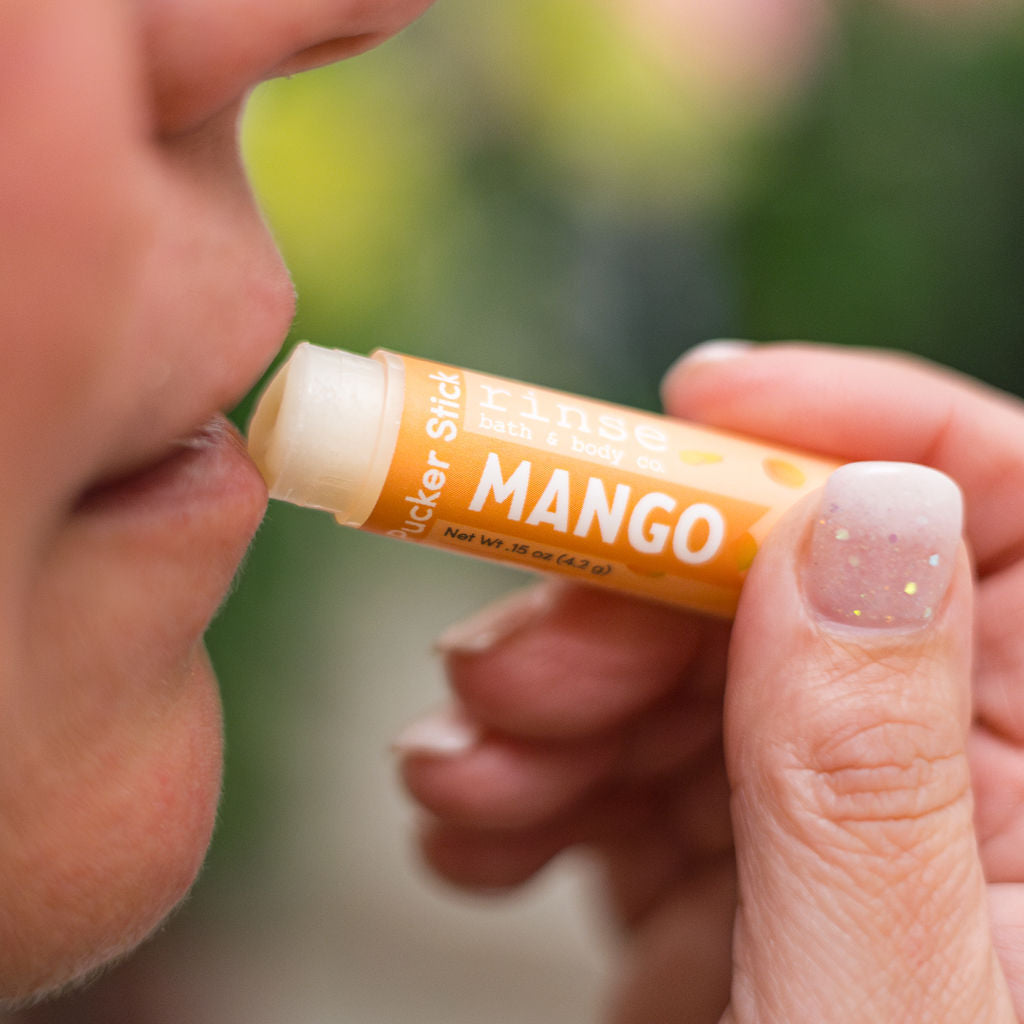 Mango natural lip balm from Rinse - nourishing lip care - lifestyle shot