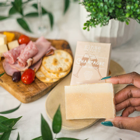 Rinse Champagne handmade natural bar soap - moisturizing and gentle - alternate angle