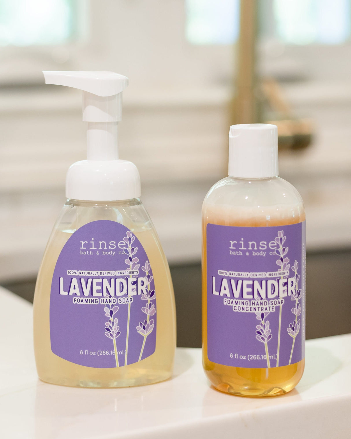 Rinse Lavender natural foaming hand soap - gentle cleansing formula - alternate angle