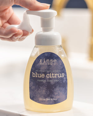 natural foaming hand soap in Blue Citrus by Rinse Bath & Body - alternate angle