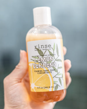 Rinse Lemon Verbena natural foaming hand soap - gentle cleansing formula - alternate angle