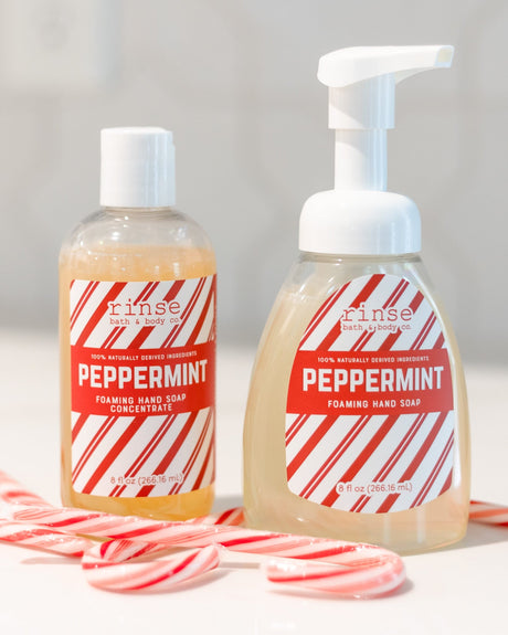 Handmade Peppermint natural foaming hand soap - naturally derived - alternate angle