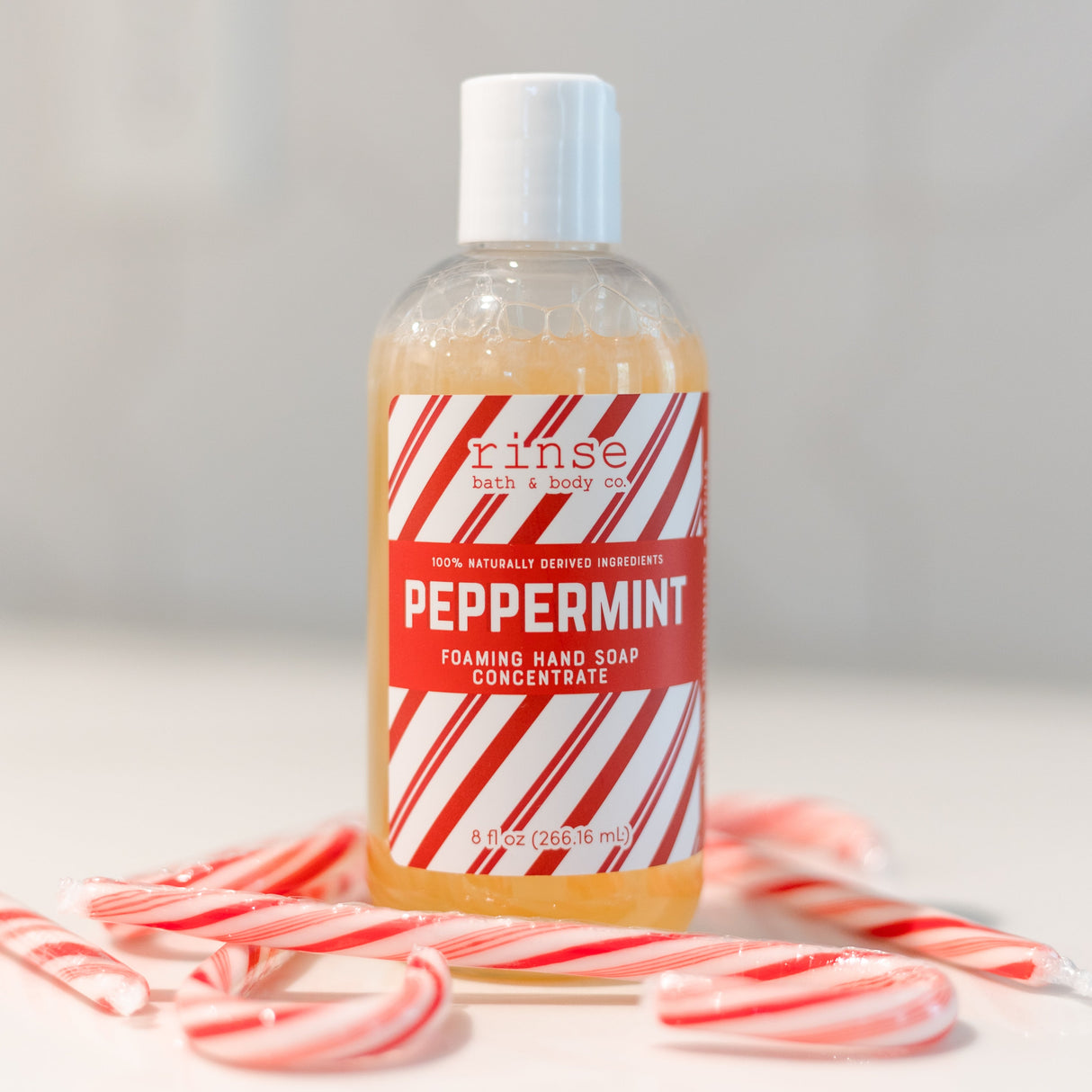 Peppermint natural foaming hand soap from Rinse - handmade in Georgia - detail view