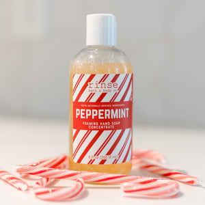 Peppermint natural foaming hand soap from Rinse - handmade in Georgia - detail view