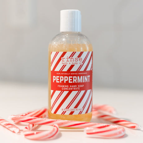 Peppermint natural foaming hand soap from Rinse - handmade in Georgia - detail view