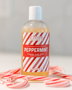 Peppermint natural foaming hand soap from Rinse - handmade in Georgia - detail view