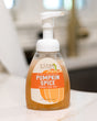 Pumpkin Spice foaming hand soap in its pump bottle — nutmeg, clove and brown sugar in a gentle everyday hand wash. Rinse Bath & Body Co.