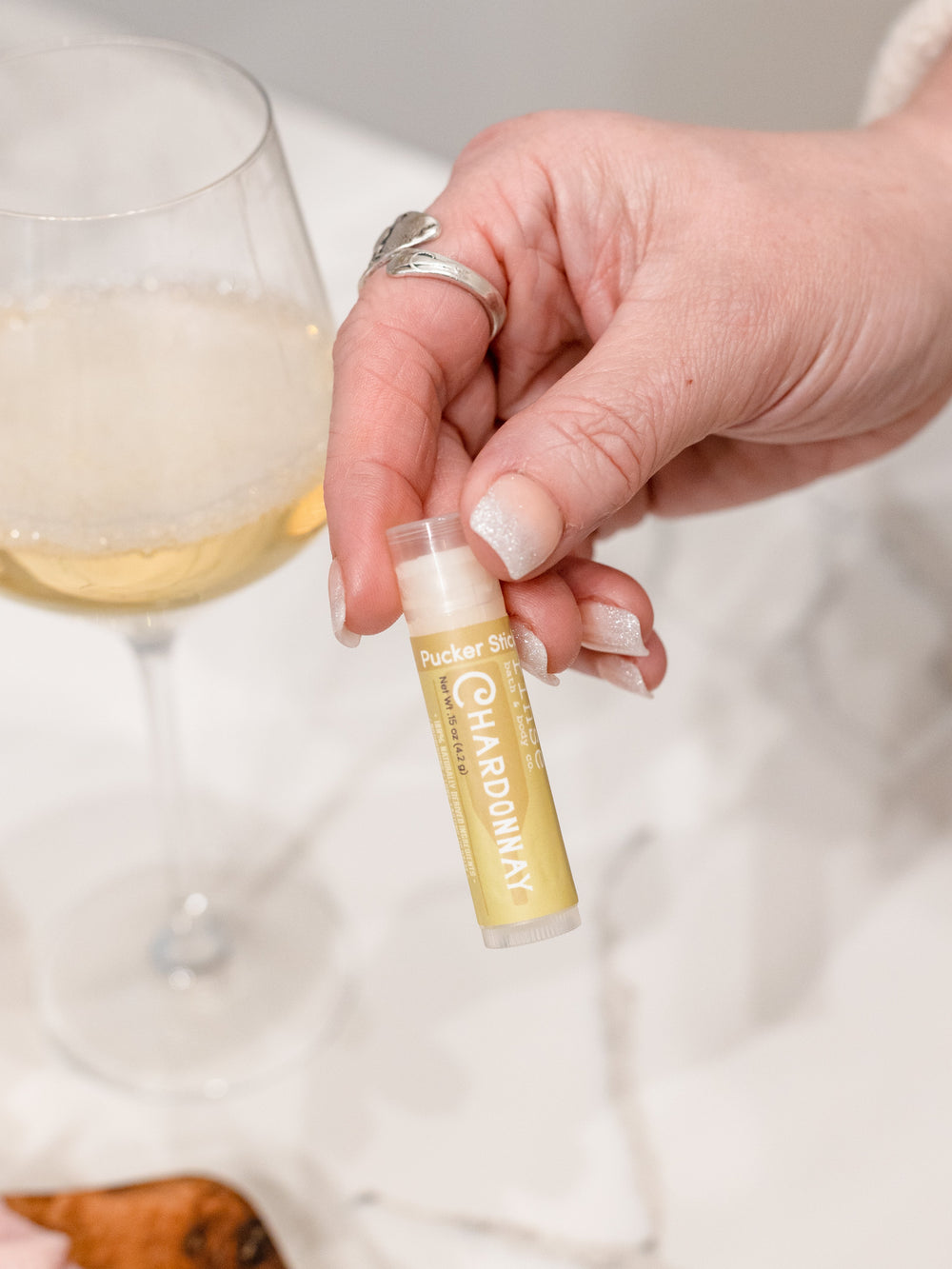Cabernet Soap + Pucker Stick Box — in-use