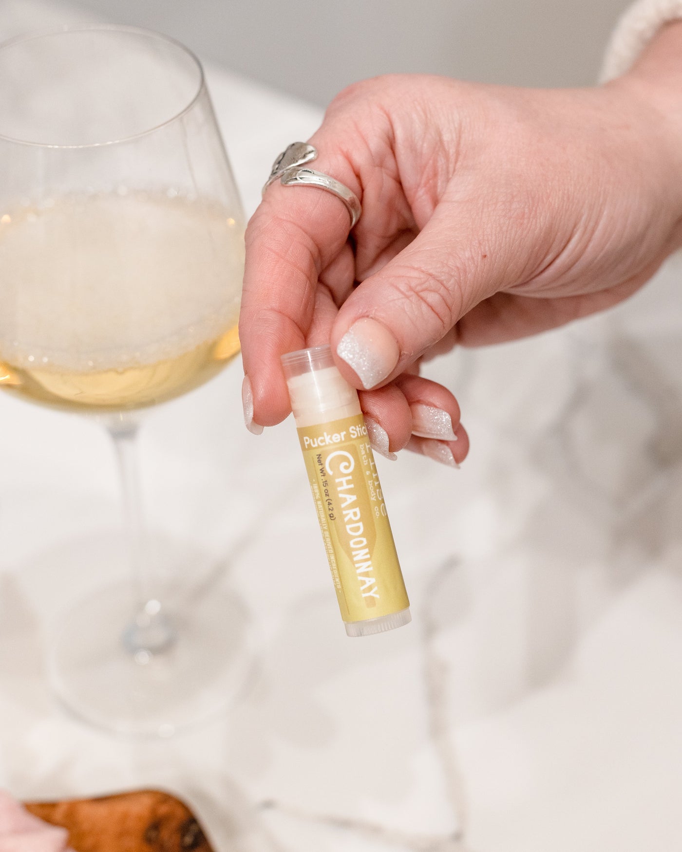 Cabernet Soap + Pucker Stick Box — in-use
