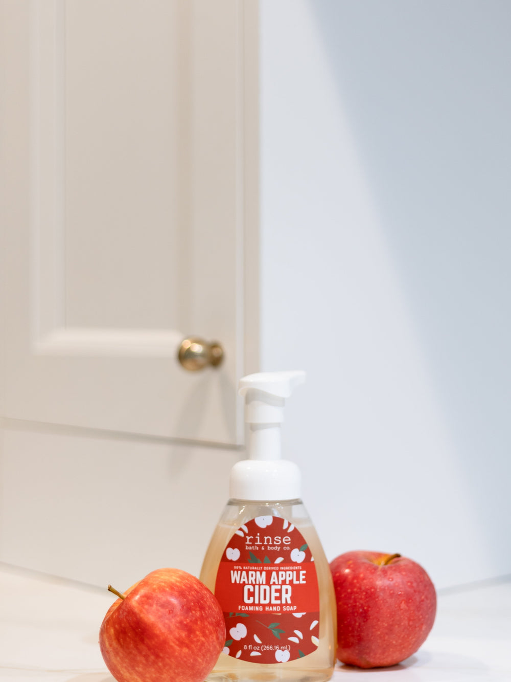Warm Apple Cider Foaming Hand Soap in use — Rinse Bath & Body Co.