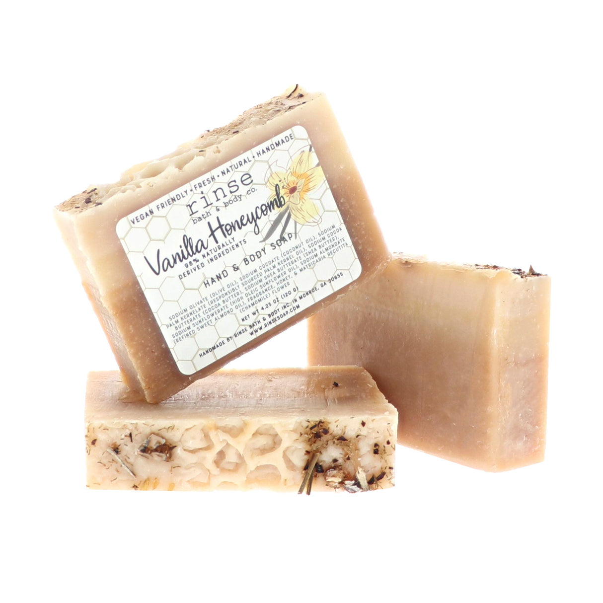 Rinse Vanilla Honeycomb handmade natural bar soap - moisturizing and gentle
