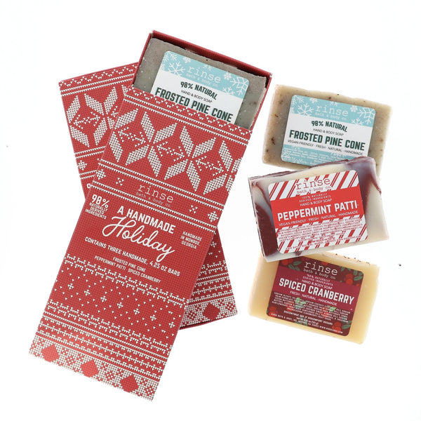 A Handmade Holiday Soap Box (3 bars) - Rinse Bath & Body