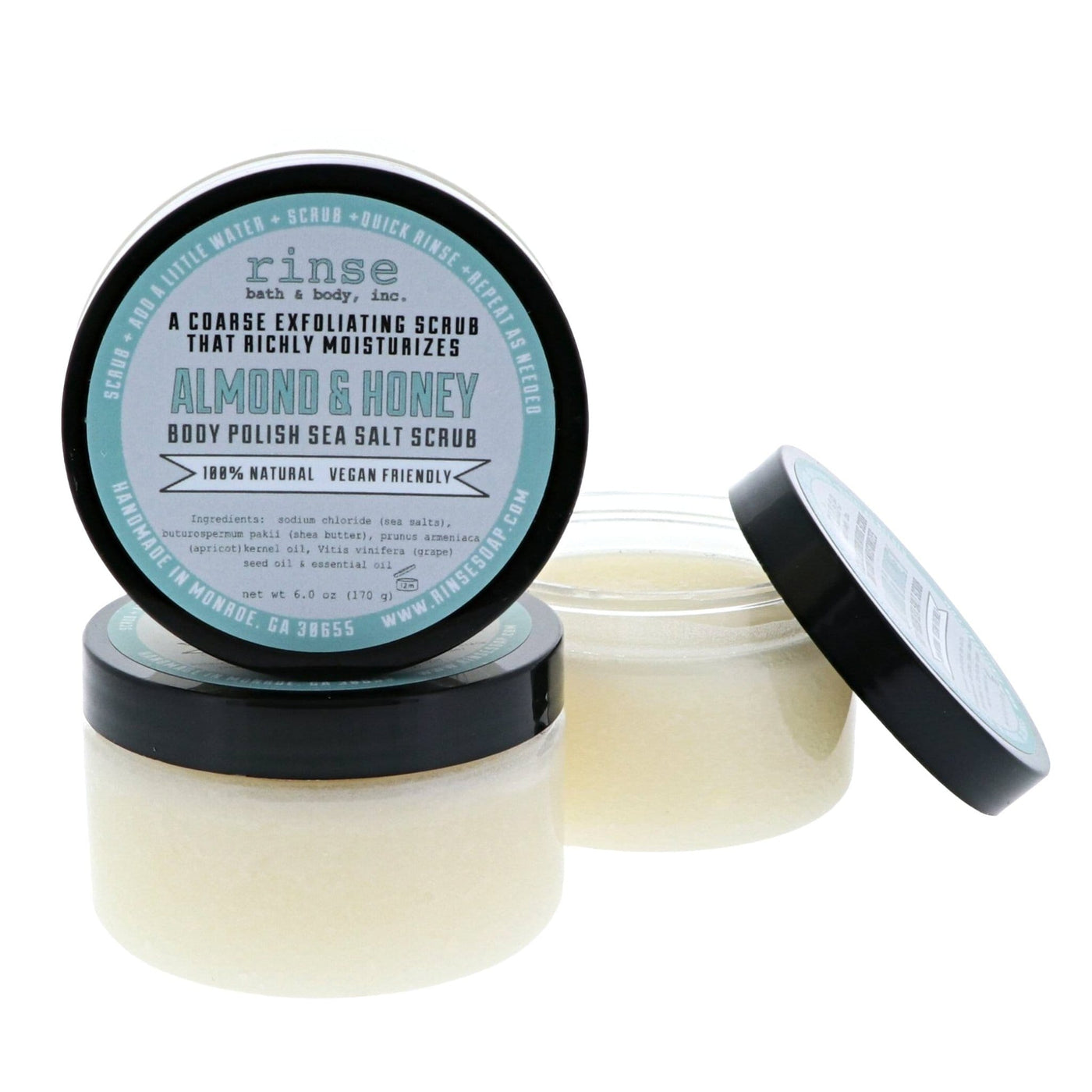Rinse Almond Honey natural salt scrub - detoxifying exfoliation