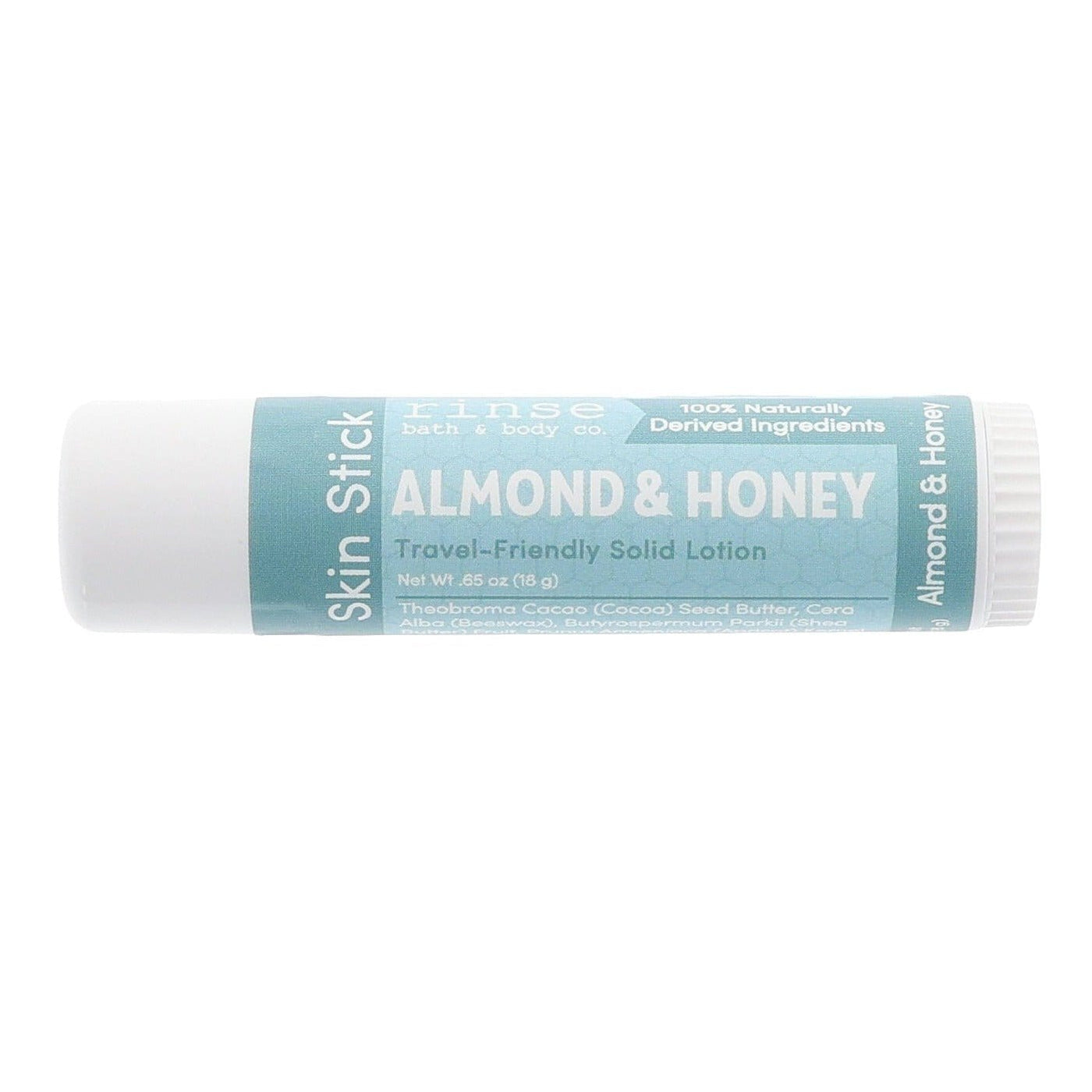 Almond & Honey Solid Lotion Skin Stick on white — natural handmade, Rinse Bath & Body Co.