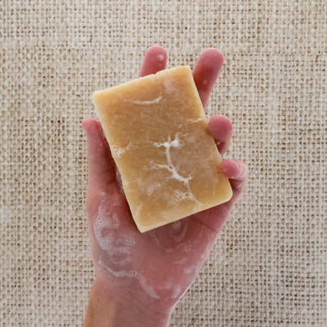 Natural handmade natural bar soap | Almond Honey | Rinse Bath & Body Co. - back label