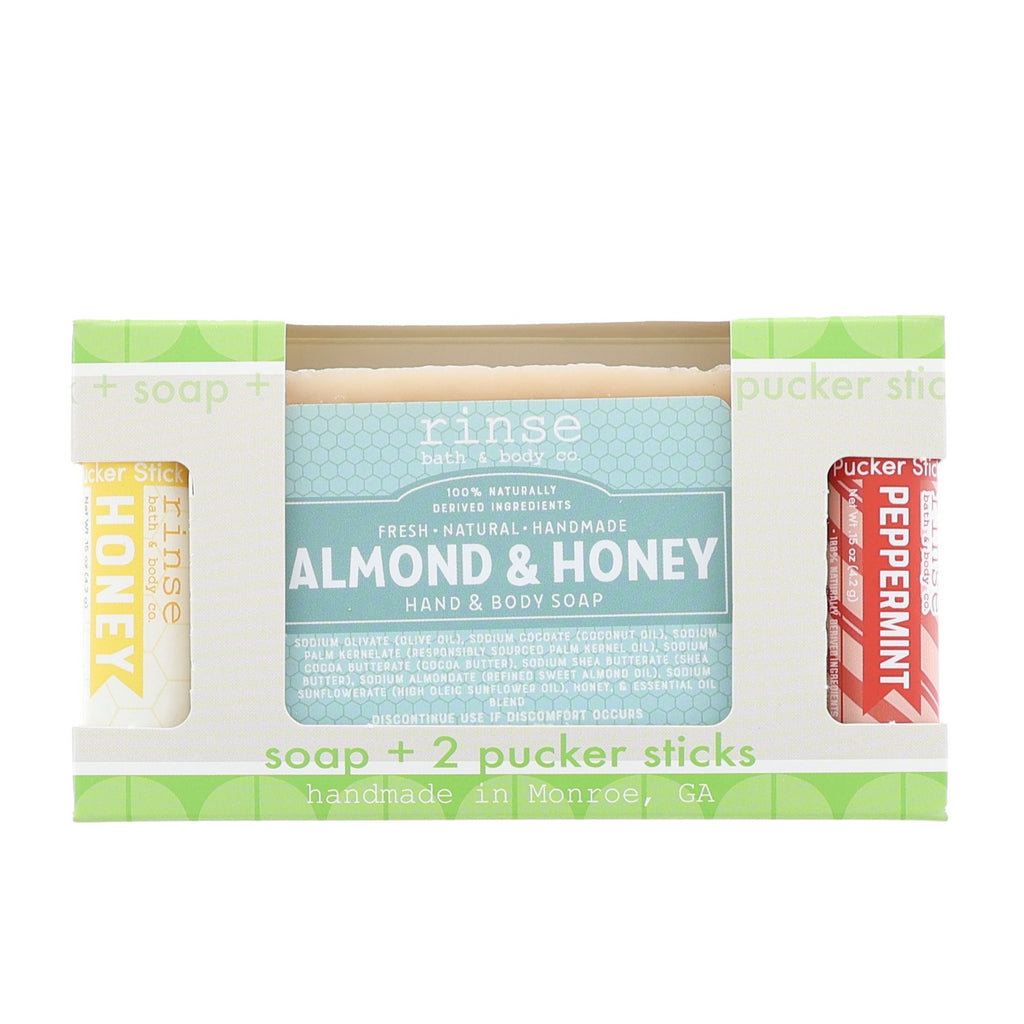 Almond & Honey Soap + Pucker Stick Box - Rinse Bath & Body