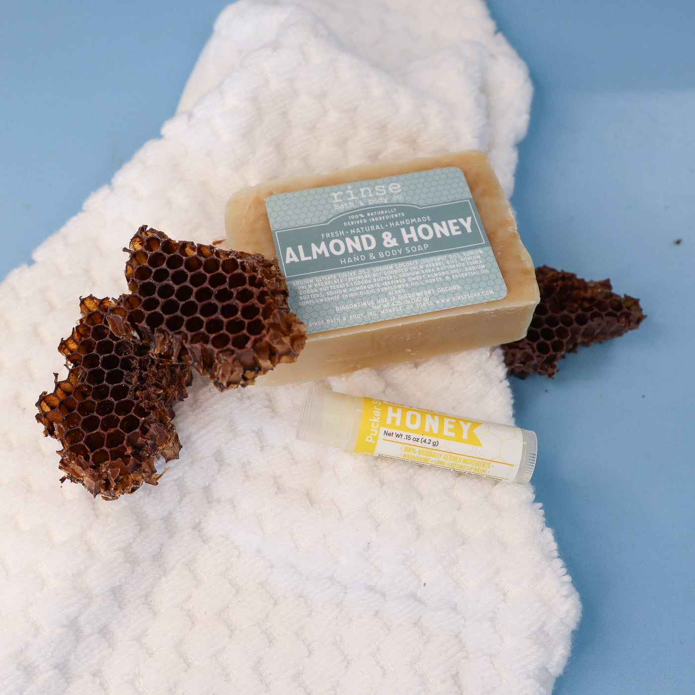 Rinse Almond Honey natural bath and body gift set - curated gift collection - alternate angle