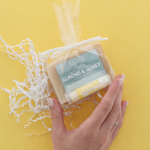 natural bath and body gift set in Almond Honey by Rinse Bath & Body - detail view