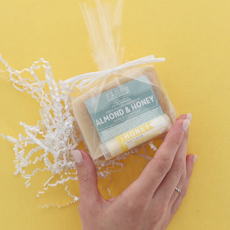 natural bath and body gift set in Almond Honey by Rinse Bath & Body - detail view