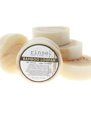 Handmade natural bar soap in Bamboo Loofah by Rinse Bath & Body