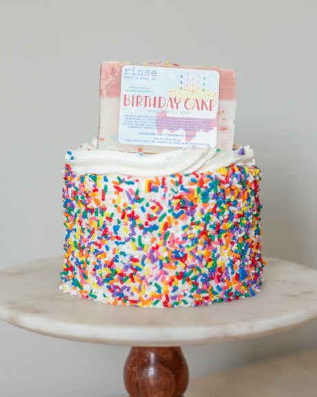 Handmade Birthday Cake handmade natural bar soap - naturally derived - lifestyle shot