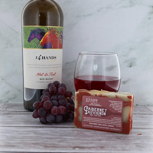 Cabernet Sauvignon handmade natural bar soap from Rinse - paraben-free since 2003 - back label