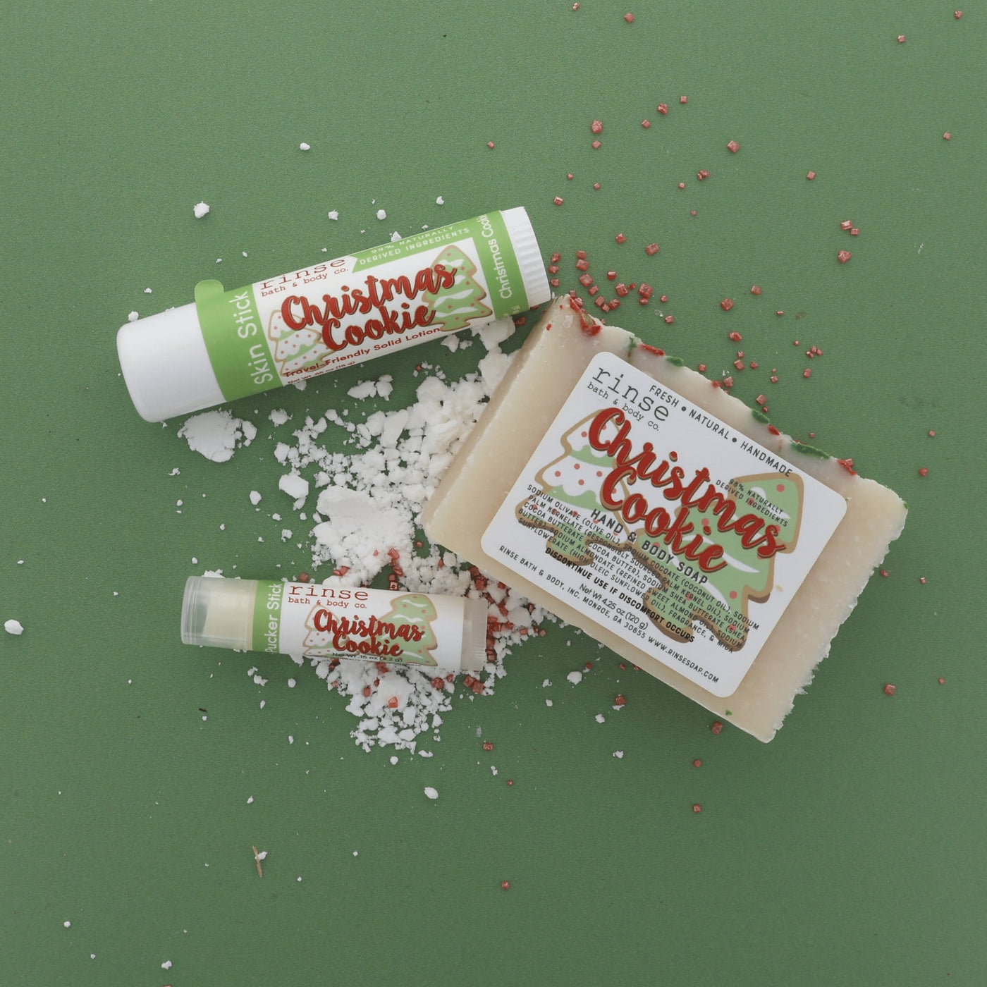 Handmade Christmas Cookie natural lip balm - naturally derived - alternate angle