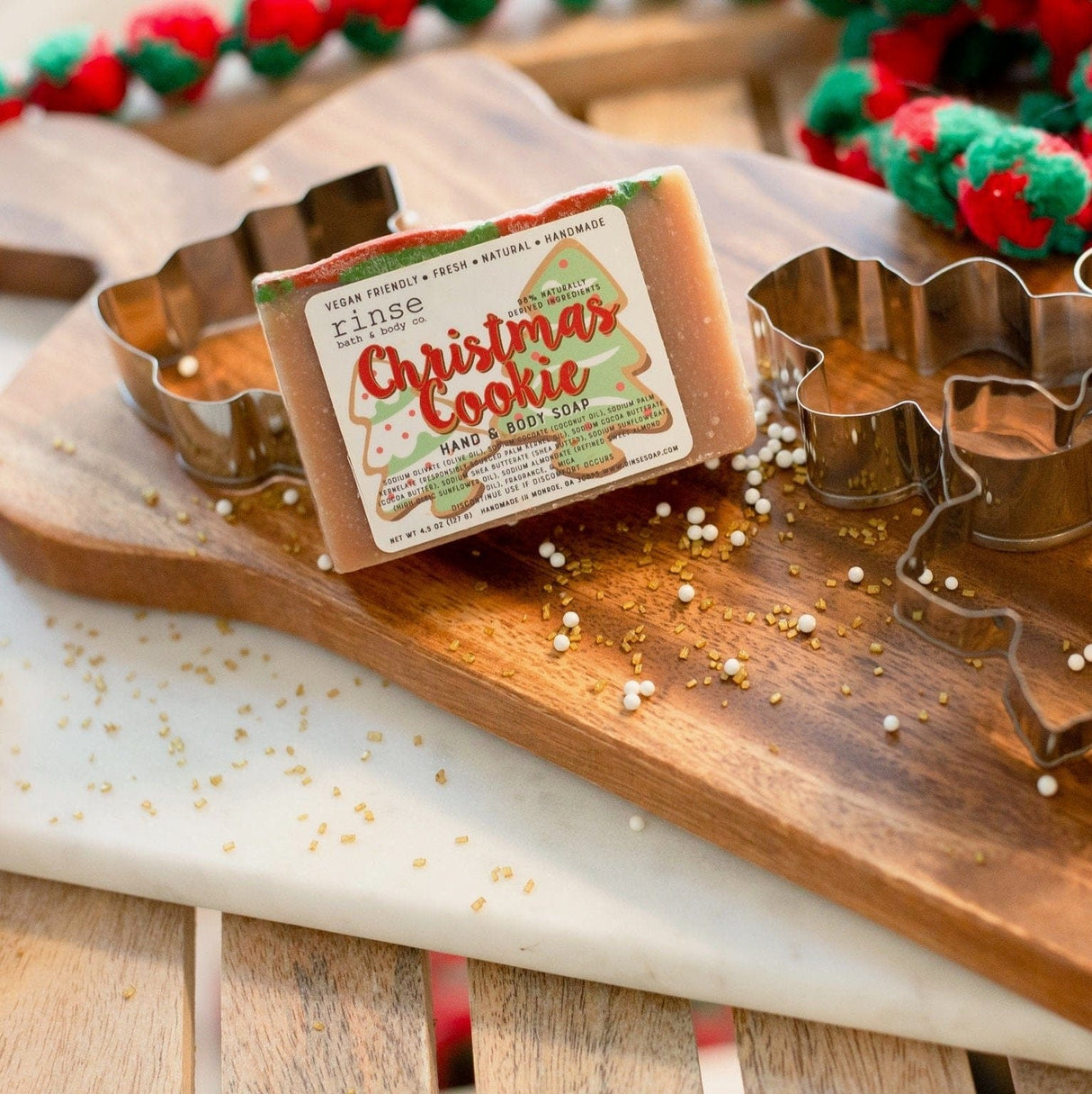 Handmade Christmas Cookie handmade natural bar soap - naturally derived - detail view