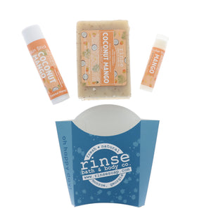 Coconut Mango natural bath and body gift set from Rinse - ready to gift - alternate angle