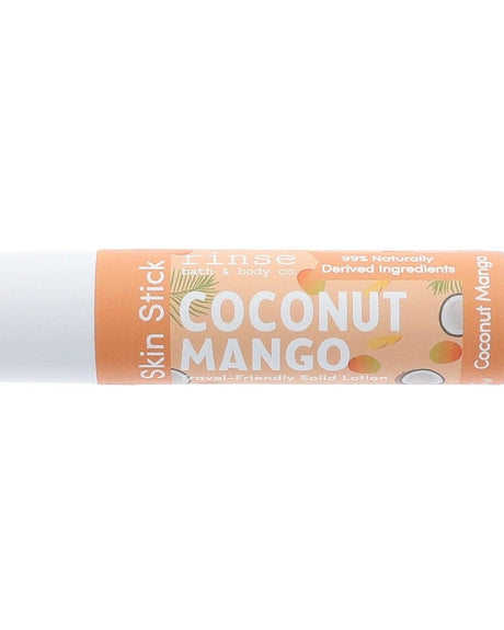 Coconut Mango Skin Stick — travel-friendly solid lotion in a twist-up tube. Rinse Bath & Body Co.