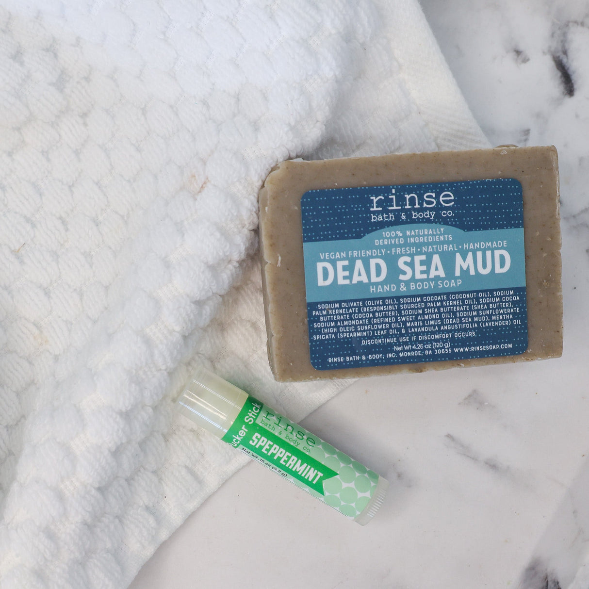 Rinse Dead Sea Mud natural bath and body gift set - curated gift collection - alternate angle