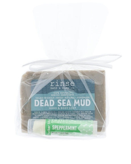Dead Sea Mud Soap + Peppermint Lip Balm Gift Set — 4:5 product frame, Rinse Bath & Body Co.