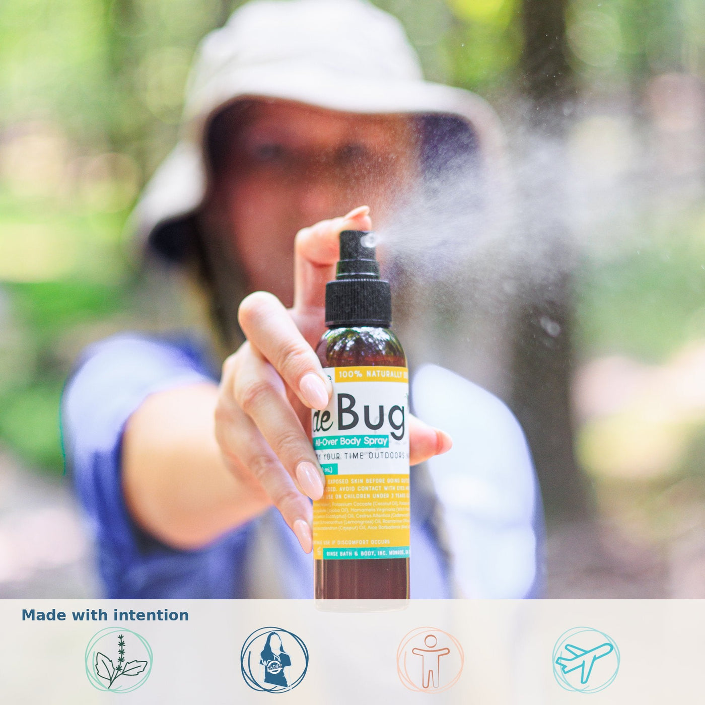 Spraying DeBug outdoors