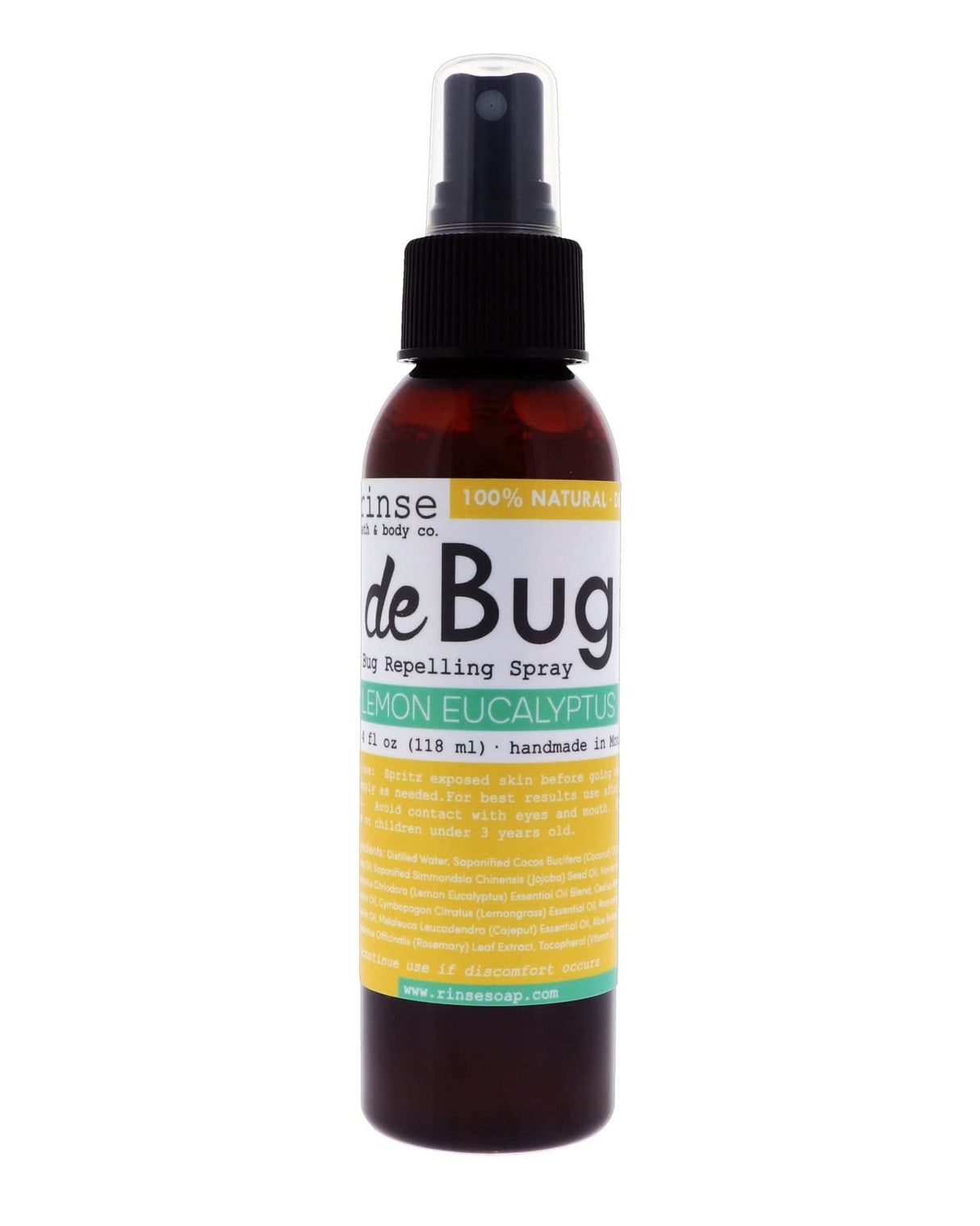 DeBug natural DEET-free bug repellent spray bottle - Lemon Eucalyptus - handmade by Rinse Bath & Body