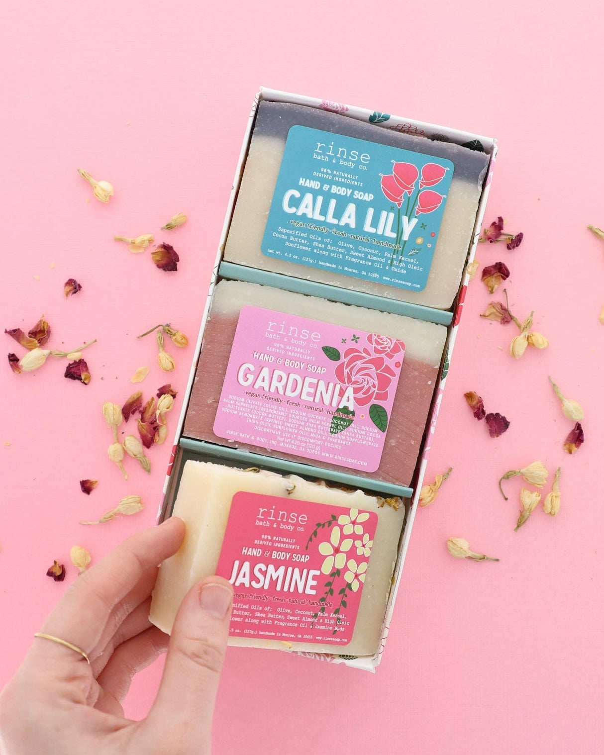Flower Box soap gift set, three bars