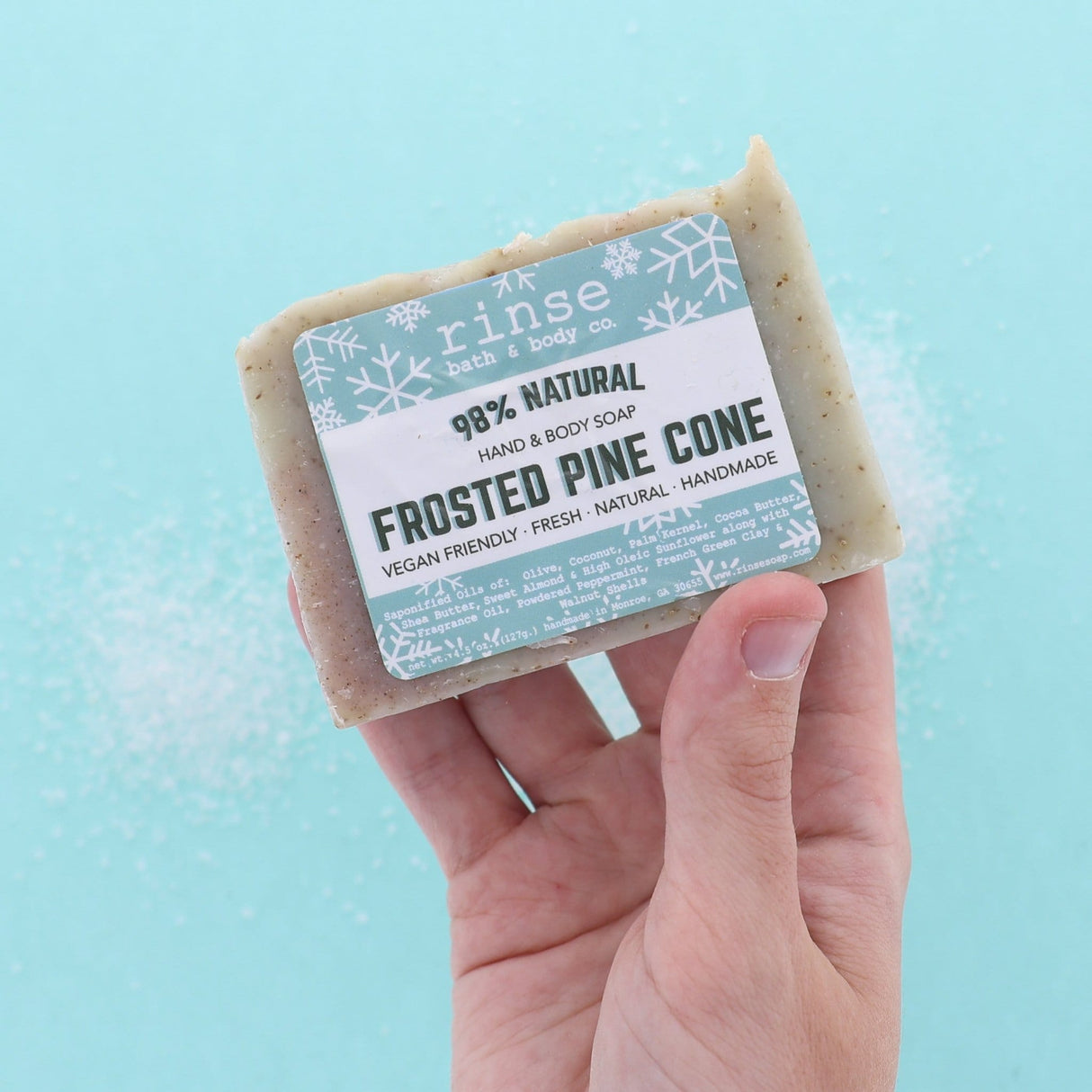 Rinse Frosted Pine Cone handmade natural bar soap - moisturizing and gentle - alternate angle