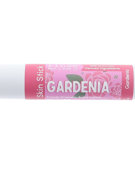 Gardenia Skin Stick — travel-friendly solid lotion in a twist-up tube. Rinse Bath & Body Co.