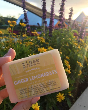 Ginger Lemongrass handmade natural bar soap from Rinse - paraben-free since 2003 - detail view