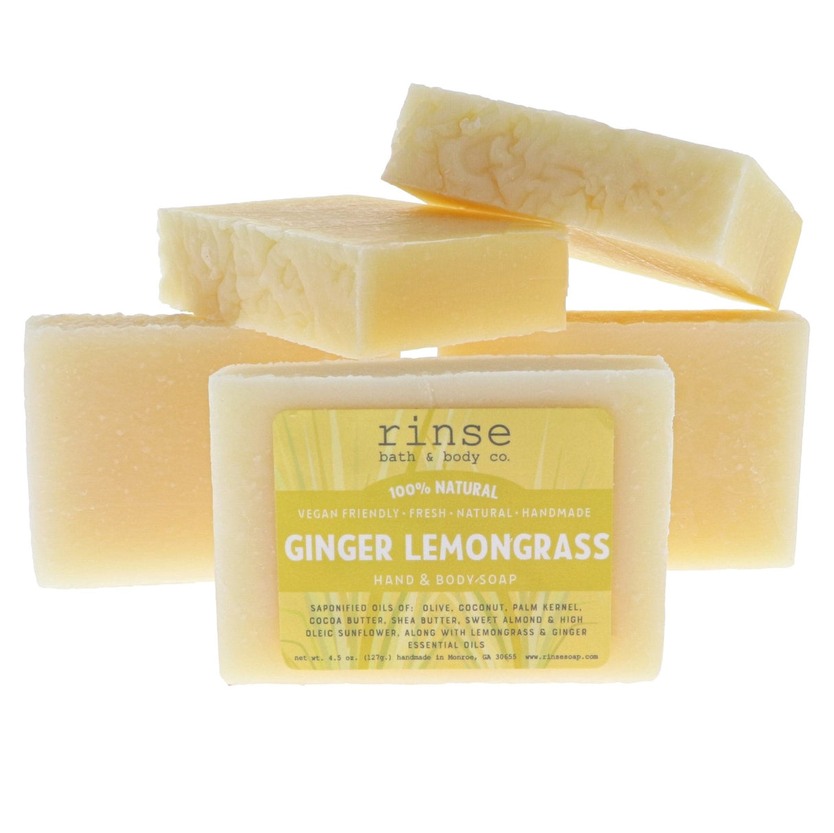handmade natural bar soap in Ginger Lemongrass by Rinse Bath & Body