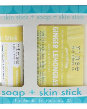Ginger Lemongrass Soap + Solid Lotion Gift Set — 4:5 product frame, Rinse Bath & Body Co.