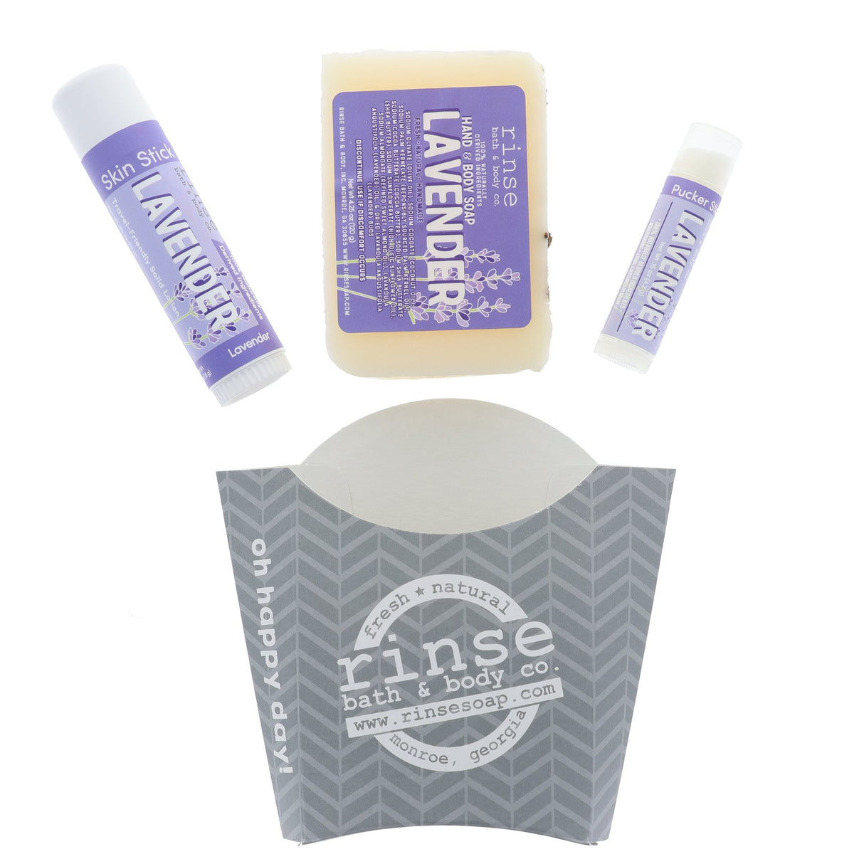 Rinse Lavender Fry Box Bundle - curated gift collection - alternate angle