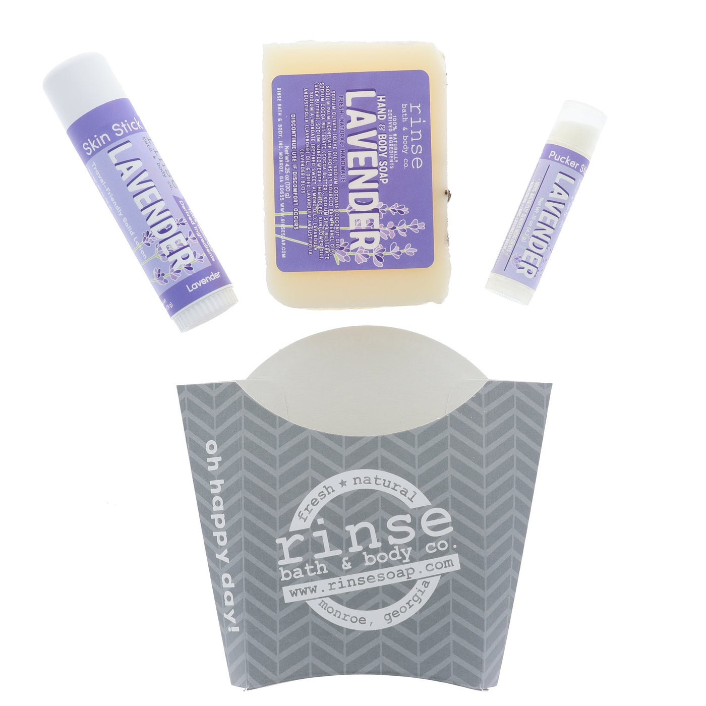Rinse Lavender Fry Box Bundle - curated gift collection - alternate angle