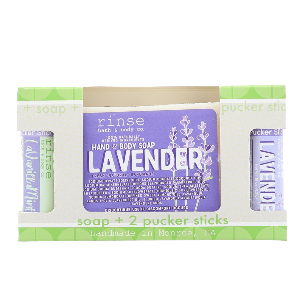 Lavender Soap + Pucker Stick Box - Rinse Bath & Body