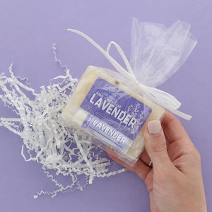 Handmade Lavender natural bath and body gift set - naturally derived - detail view