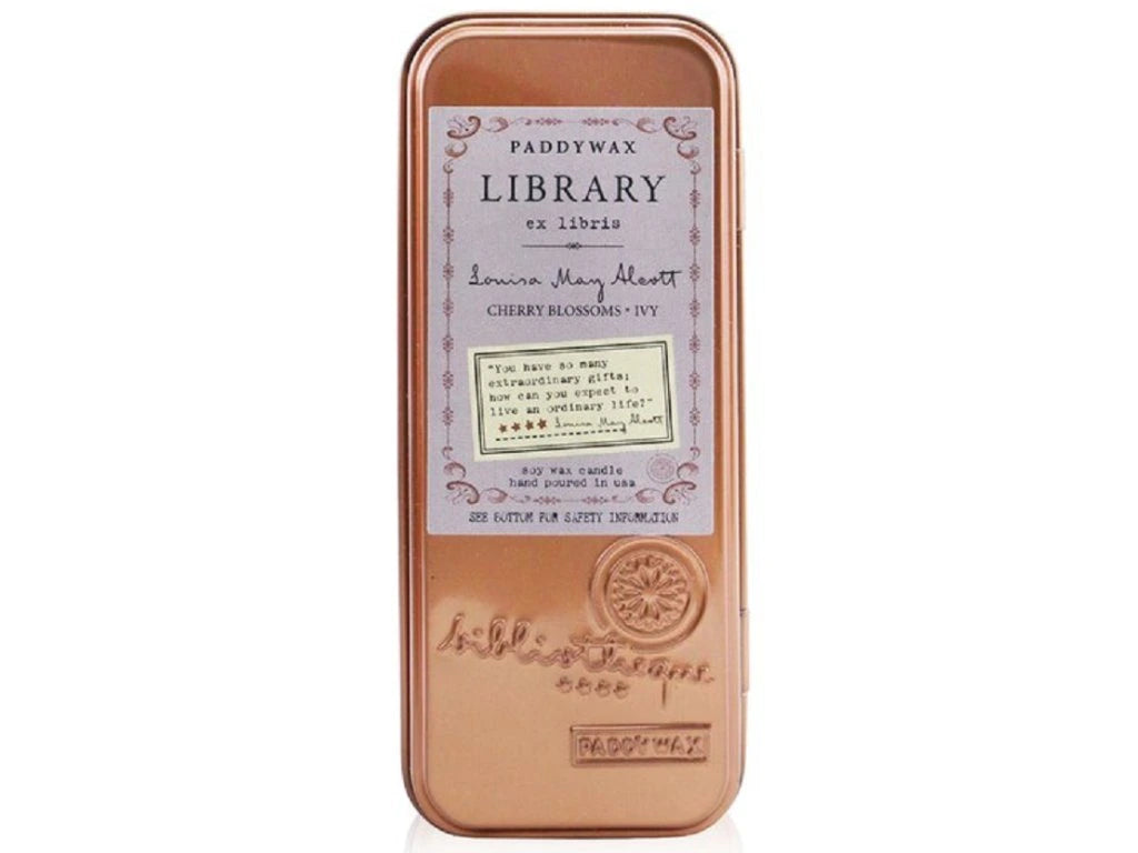 Rinse Library Author Candle Soy Wax 2oz Tin - handmade with care - back label