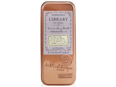 Rinse Library Author Candle Soy Wax 2oz Tin - handmade with care - back label