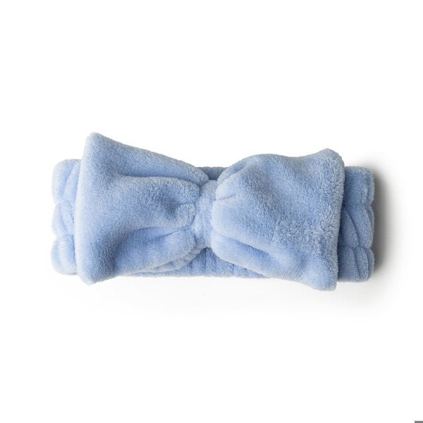 Lemon Lavender Take a Bow Ultra Plush Spa Headband - Blue - Rinse Bath & Body